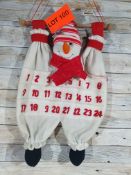 3D fabric, hanging Snowman advent calendar. 55cm x 37cm. RRP £24.99
