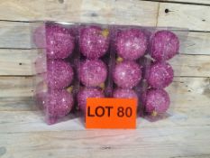 24 x purple tinsel effect, 6cm baubles. RRP £23.99
