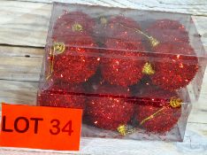 12 x Red tinsel effect 6cm baubles. RRP £11.99