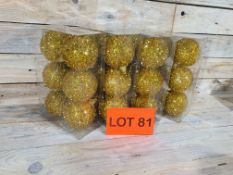 24 x gold tinsel effect, 6cm baubles. RRP £23.99