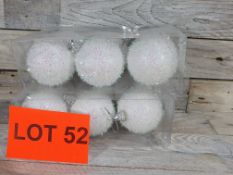 12 x White tinsel effect, 6cm baubles. RRP £11.99