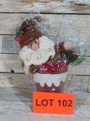 3D Fabric Santa in Metal Pail. 26cm x 20cm. RRP £24.99