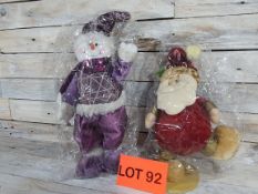 2 x Luxury 3D standing Christmas characters. 38cm x 16cm. 31cm x 21cm. RRP £39.98