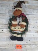 Hanging Reindeer Welcome Door Wreath. 60cm x 33cm. RRP £22.99