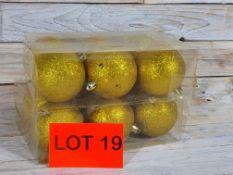 12 x Gold Glitter 8cm baubles. RRP £12.99