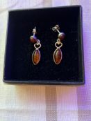825 silver and amber earrings