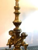 Antique Italian Brass Cherub Table Lamp