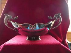Silver Plate Dragon Handled Bowl - 17