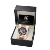 Swan & Edgar Hand Assembled Welkin Automatic rose black Watch - Free Delivery & 5 Year Warranty