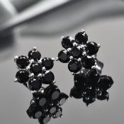 New! Boi Ploi Black Spinel Floral Stud Earrings