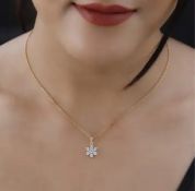 New! Diamond Floral Pendant in 18K Vermeil Yellow Gold Overlay Sterling Silver