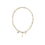 New! White Shell Pearl Necklace in Gold Tone