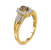 New! Natural Golden Tanzanite and Natural Cambodian Zircon Ring in 18K Vermeil Yellow Gold Overl...