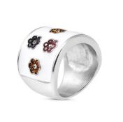 New! Multi Colour Austrian Crystal Floral Enamelled Ring