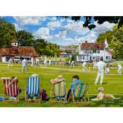 Vintage British Summer Village Cricket Scene Metal Wall Art