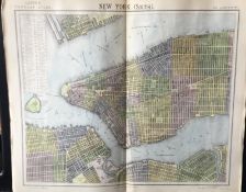 New York City Manhattan Brooklyn Letts Detailed 1883 Antique Map.