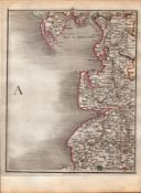 Lancashire Coast Blackpool Lake District John Carys Antique George III 1794 Map.