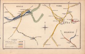 Goole York Hillhouse Yorkshire Antique Detailed Railway Diagram-83.