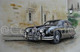 Jaguar Mark 1 Classic Black Sporting British Car Metal Wall Art