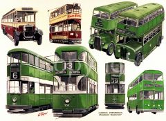 Liverpool City Corporation Bus Nostalgic Montage Metal Wall Art