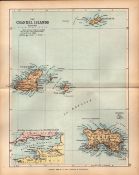 The Channel Islands 1895 Antique Victorian Coloured Map.