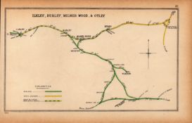 Ilkley Burley Otley Yorkshire Antique Detailed Railway Diagram-87.
