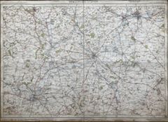 Bournemouth & Swanage, Cloth Backed Antique 1919 Engineering Map.