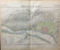 City Of Calcutta India Letts 1884 Antique Detailed Coloured Map.