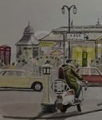 Mods Brighton Pier Vespa's & Lambretta's Nostalgic 1960's Scene Metal Wall Art