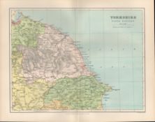 Yorkshire Whitby Robin Hood Bay Scarborough Filey 1894 Antique Map.