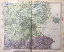 Environs Of Dublin 1884 Antique Detailed Geological Victorian Map.