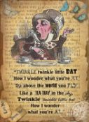 Alice in Wonderland Twinkle Twinkle Quote Designed Large Metal Wall Art