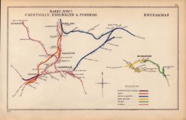 Barry Junction, Caerphilly, Penrhos, Wales Antique Railway Diagram-94.