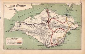 The Isle Of Wight Cowes Ryde Sandown Antique Railway Diagram -135.