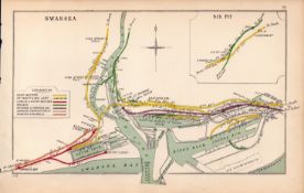 Swansea Six Pit Swansea Docks Wales Antique Railway Diagram-71.