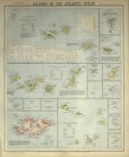 Atlantic Ocean Falklands Canaries Cape Verde Letts 1883 Antique Map.