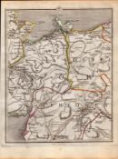 Snowdonia Bangor Caernarfon Bala Conwy John Cary’s Antique 1794 Map.