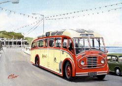 Scarborough 1950's Sea Front Bus Service Nostalgic Memories Metal Wall Art