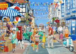 Seaside 1960's Nostalgic Holiday Scene 