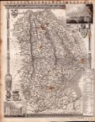Lincolnshire Steel Engraved Victorian Thomas Moule Antique Map.