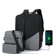 MENS 3 PCS SET BUSINESS COMPUTER RUCKSACK BAG - USB