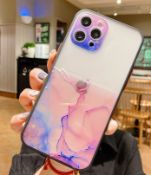 Case for iPhone 12, Matte Case with Camera Protect PC Back and Soft TPU Bumper Clear Marble Patte...