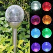3 x Solar Lights Outdoor, Cracked Glass Ball LED Garden Lights, Landscape/Pathway Lights for Path