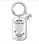 Son Gift Inspirational Gifts,Son Keyring Keychain Son Gifts from Dad Mum Birthday Christmas gift