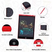 LCD Writing Tablet, 12 Inch LCD Coloring Drawing Tablet Doodle Board for Kids Learning Toys, Blue