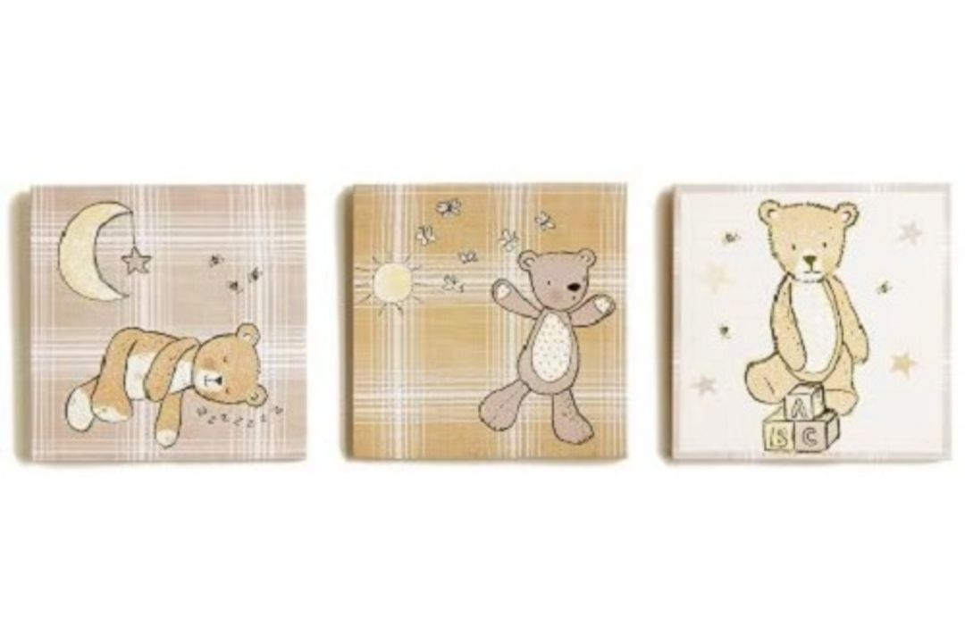 6 x Bear Hugs Canvas Set of 3, Multi-Colour, 20 x 60