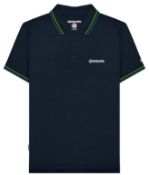 Lambretta Mens Twin Tipped 3 Button Placket Cotton Polo Shirt Top - Large - RRP £30.00