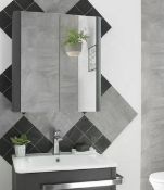 Bathstore Linen 600mm Mirror Wall Cabinet - Grey (Slight Damage) RRP £245 **No Vat**