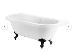 Brand New Boxed Bathstore Belmont Back to Wall Roll Top Bath with Black Feet RRP £745 **No Vat**