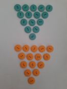 Assorted buttons. Good quality. Pack of 120 plus bag of small wool needles to sew on